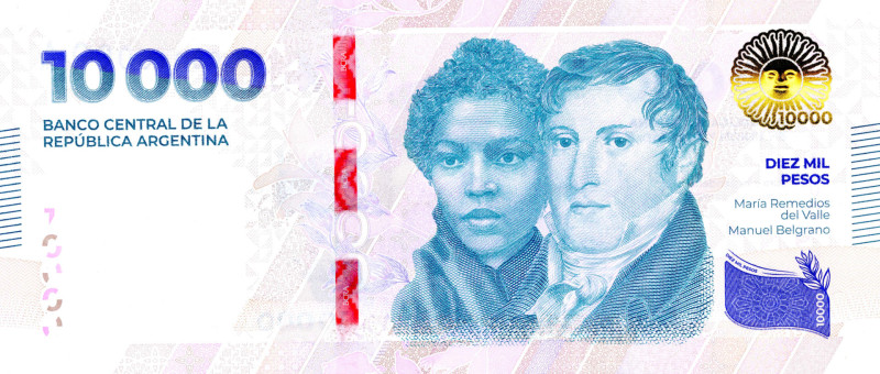 Argentina pone en circulación billetes de 10,000 pesos ante alta inflación