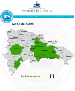 COE amplía alerta verde para 10 provincias y el DN